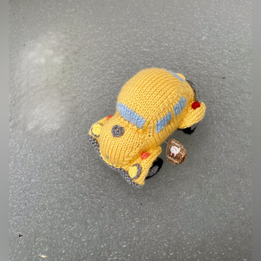 NEW Handmade Knit Yellow Car Beetle Bug Vehicle Plush Stuffed OOAK - Picture 4 of 10